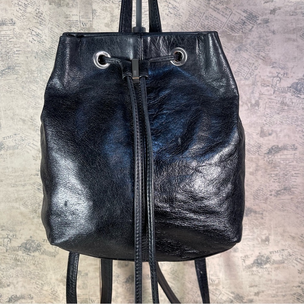 HOBO Vintage Kendall Backpack Black Leather Drawstring Shoulder Bag Purse